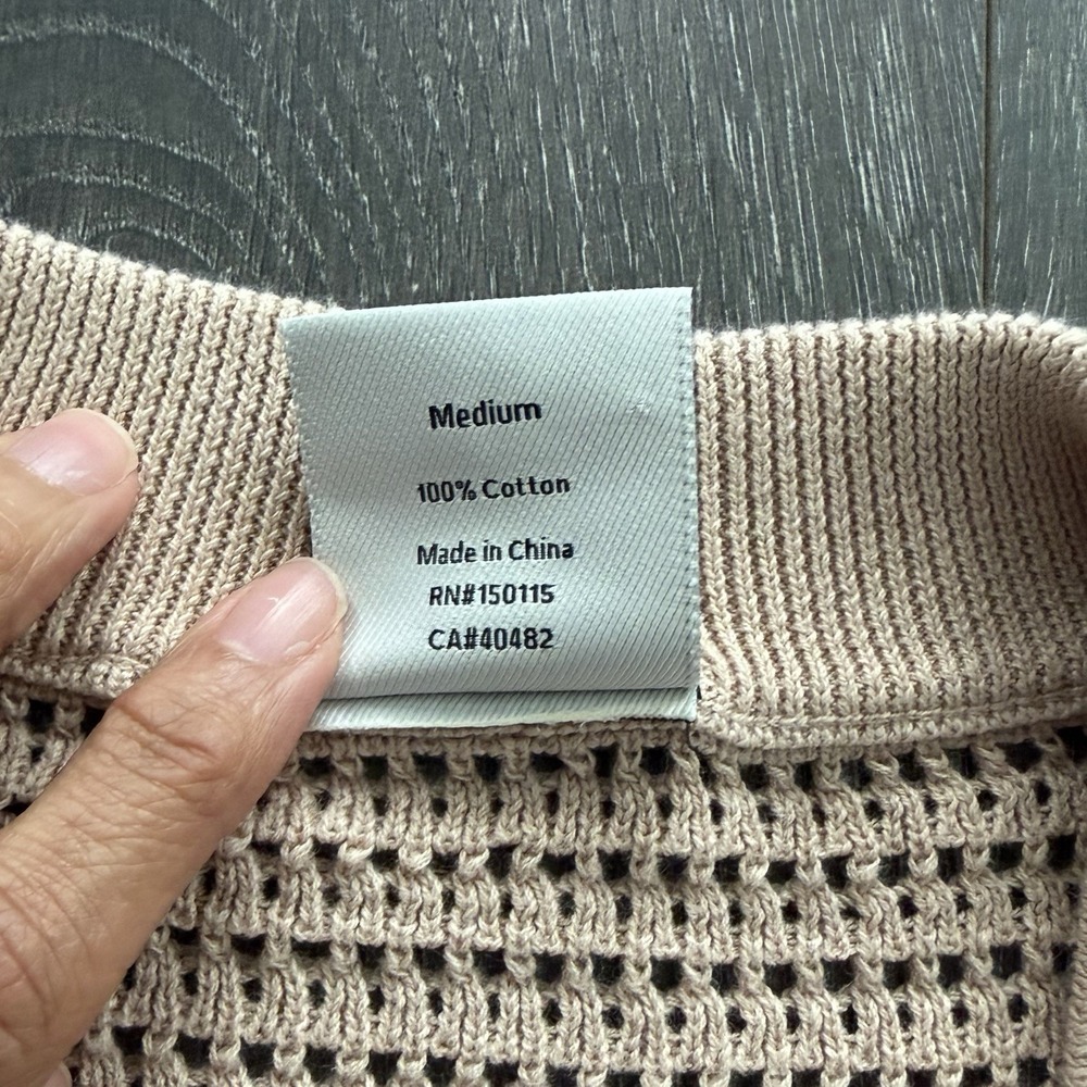 Varley Callie True Knit Top Cotton Size Medium Tan Minimalist Quiet Luxury Soft - Picture 5 of 9
